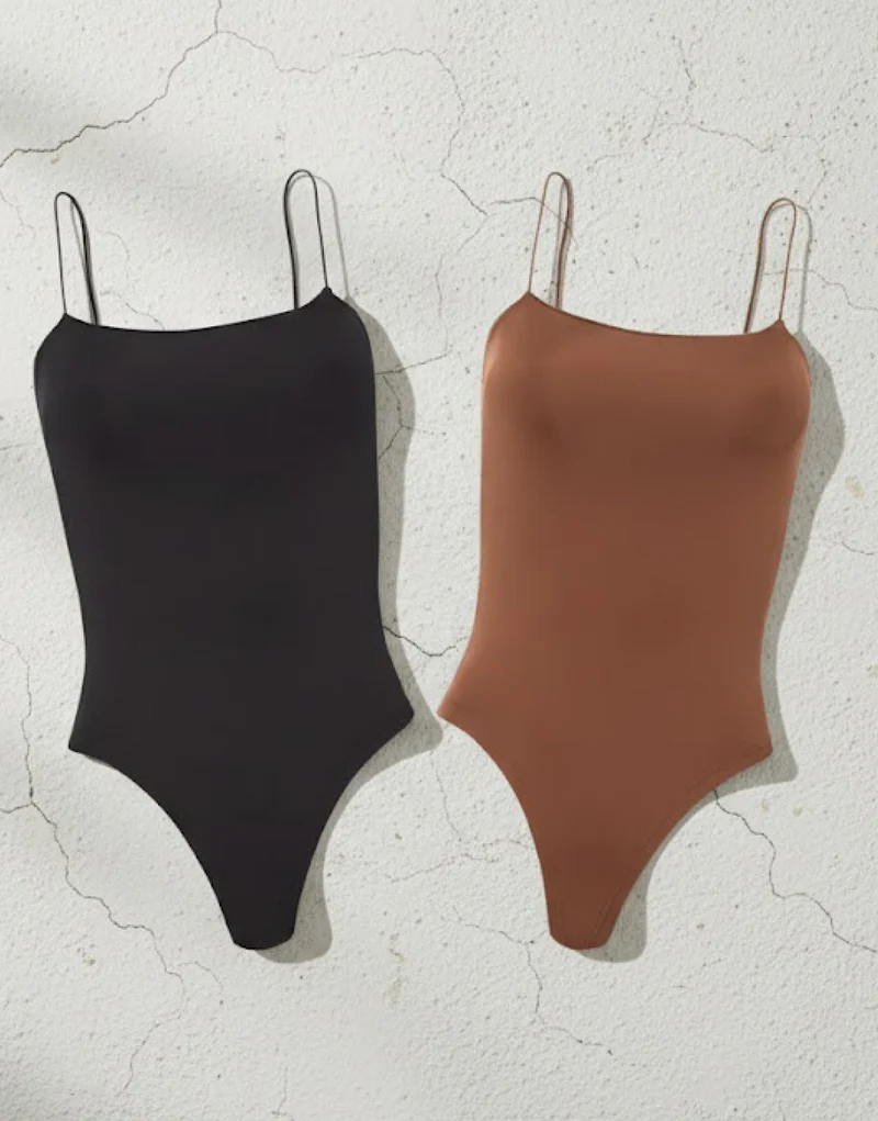 Body Alças Finas Decote Reto Microfibra Preto